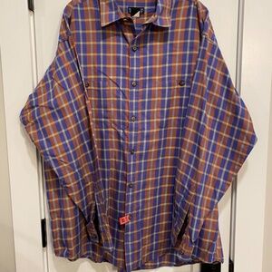 Patagonia Men's Fleece Organic Cotton XL Blue Red Tan Plaid